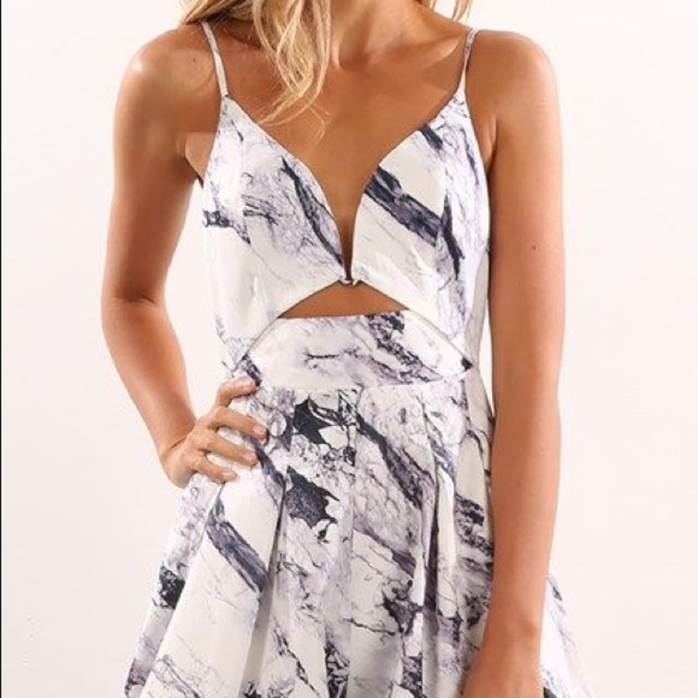 White and navy marble romper HELLO MOLLY